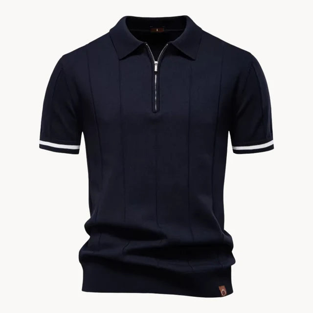 Jefferson | Men's Short Sleeve Zip Front Collared Polo Shirt