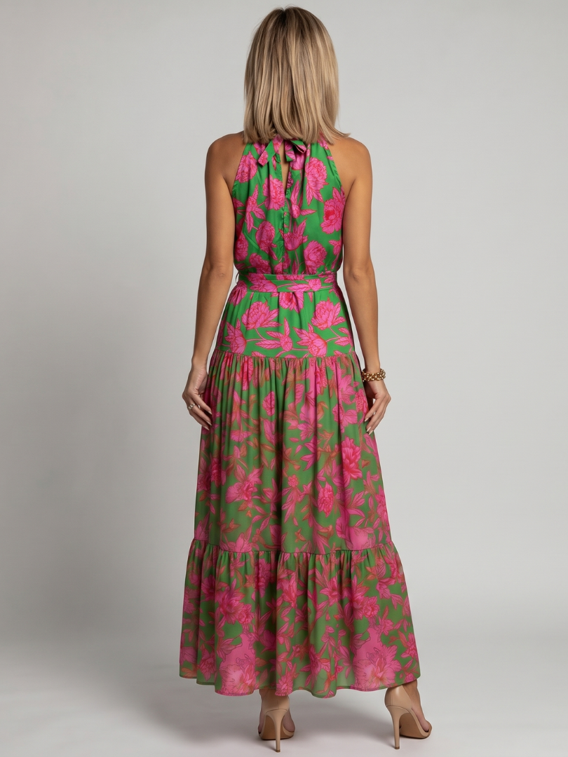 Jennie | Women's Floral Sleeveless Draped Maxi Dress