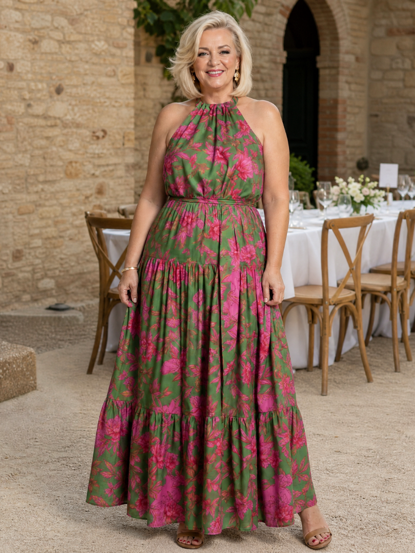 Jennie | Women's Floral Sleeveless Draped Maxi Dress