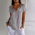 Jennifer | Women’s Short Sleeve Henley V Neck Summer Top