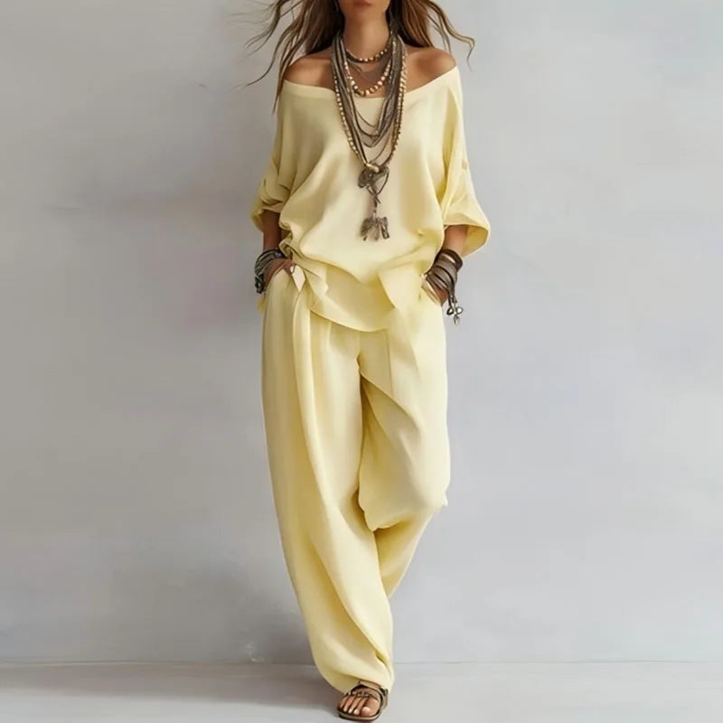 Jenny | Women's Wide Leg Flowy Two Piece Matching Set