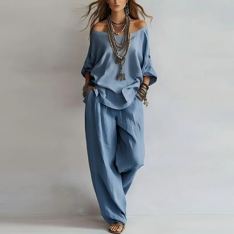 Jenny | Women's Wide Leg Flowy Two Piece Matching Set
