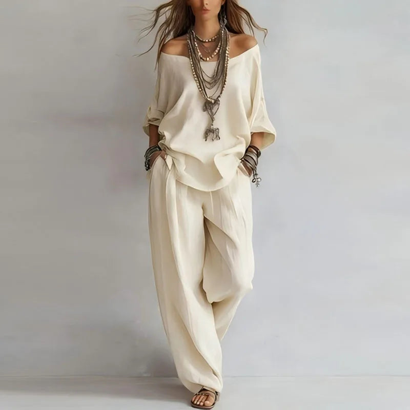 Jenny | Women's Wide Leg Flowy Two Piece Matching Set