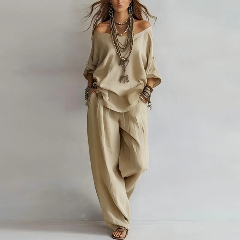 Jenny | Women's Wide Leg Flowy Two Piece Matching Set