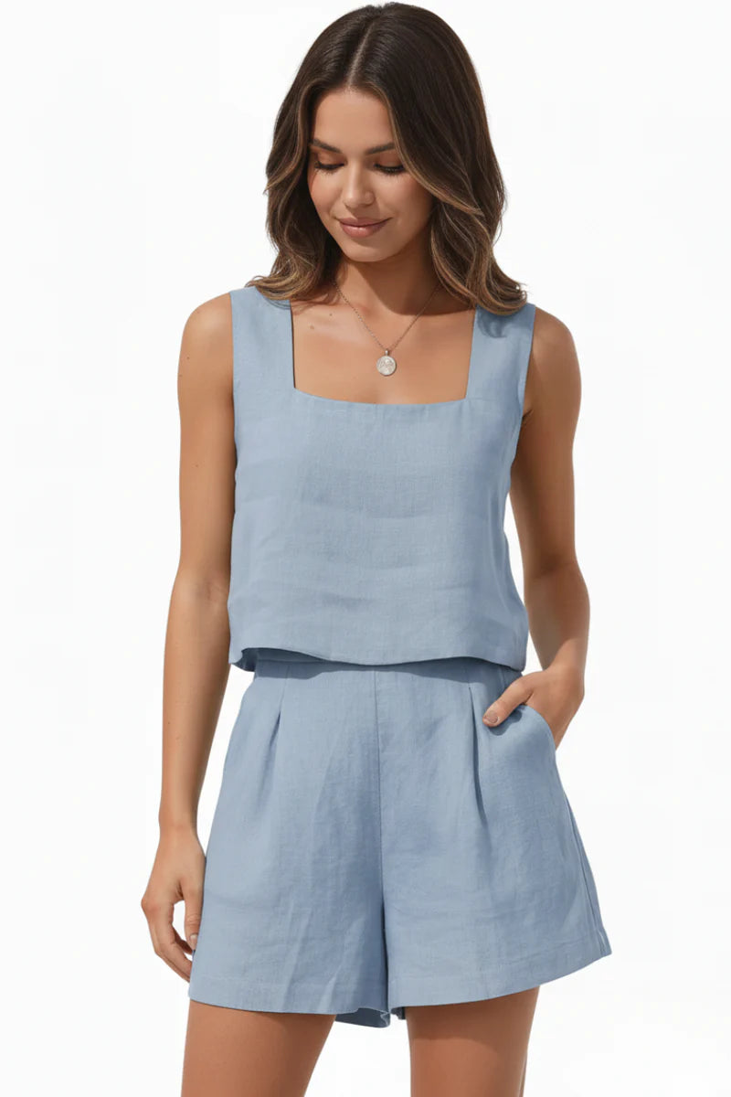 Jessica | Women’s Square Neck Sleeveless Two Piece Set.