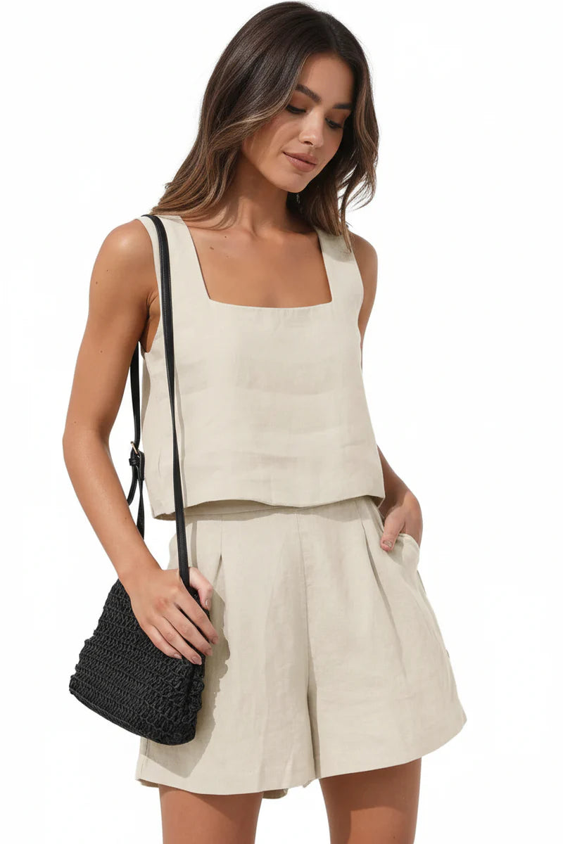 Jessica | Women’s Square Neck Sleeveless Two Piece Set.