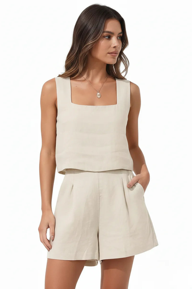 Jessica | Women’s Square Neck Sleeveless Two Piece Set.