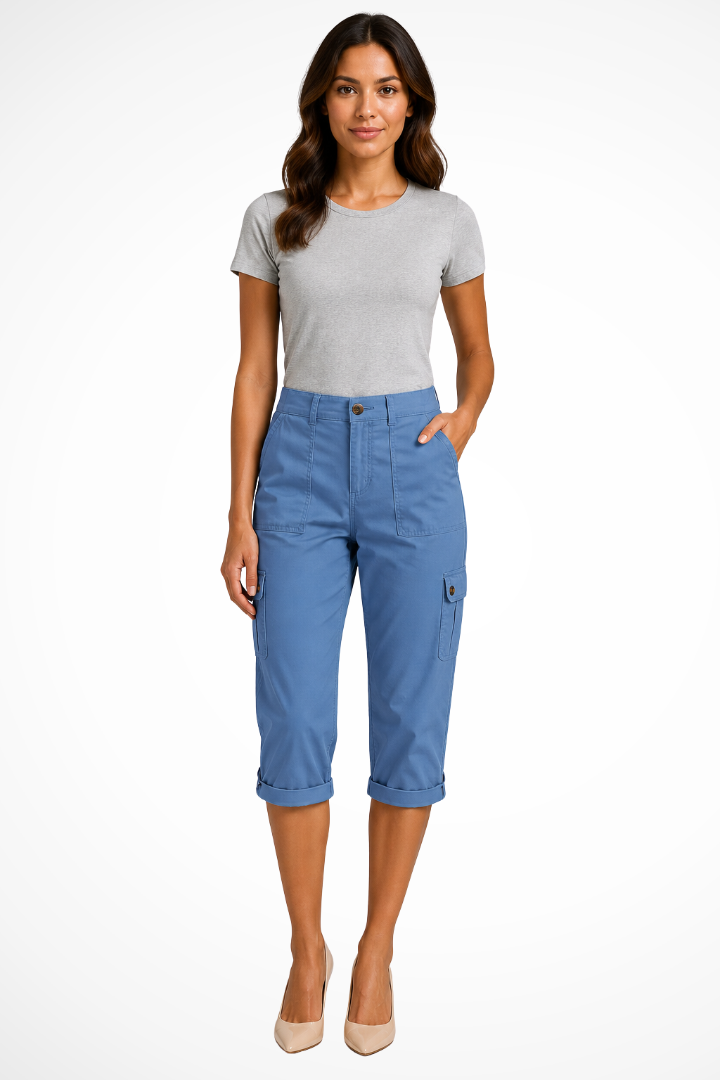 Jewel | Women's Multi Pocket Cropped High Rise Cargo Pants