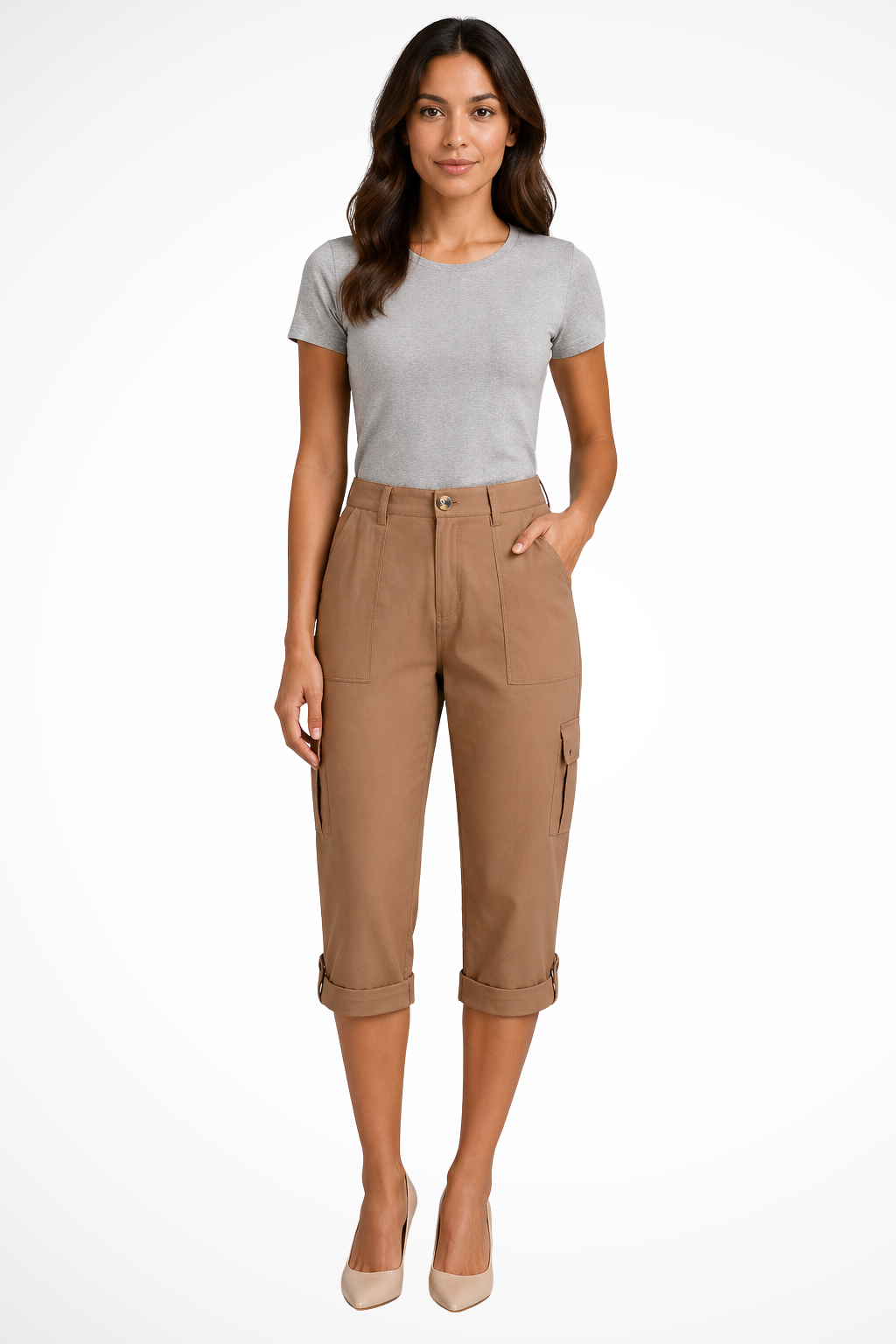Jewel | Women's Multi Pocket Cropped High Rise Cargo Pants