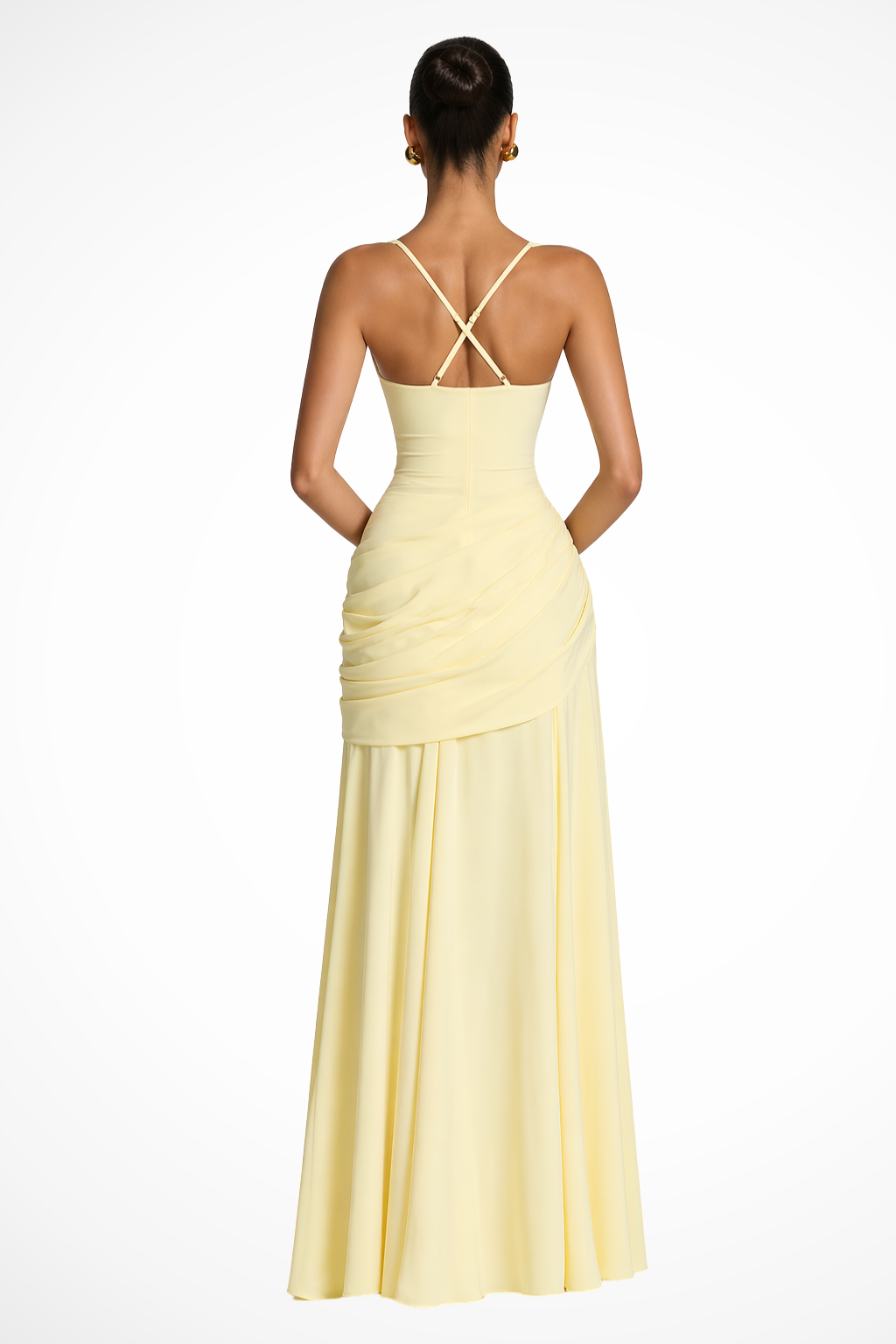 Joanne | Women's Sleeveless Square Neck Ruched Maxi Dress