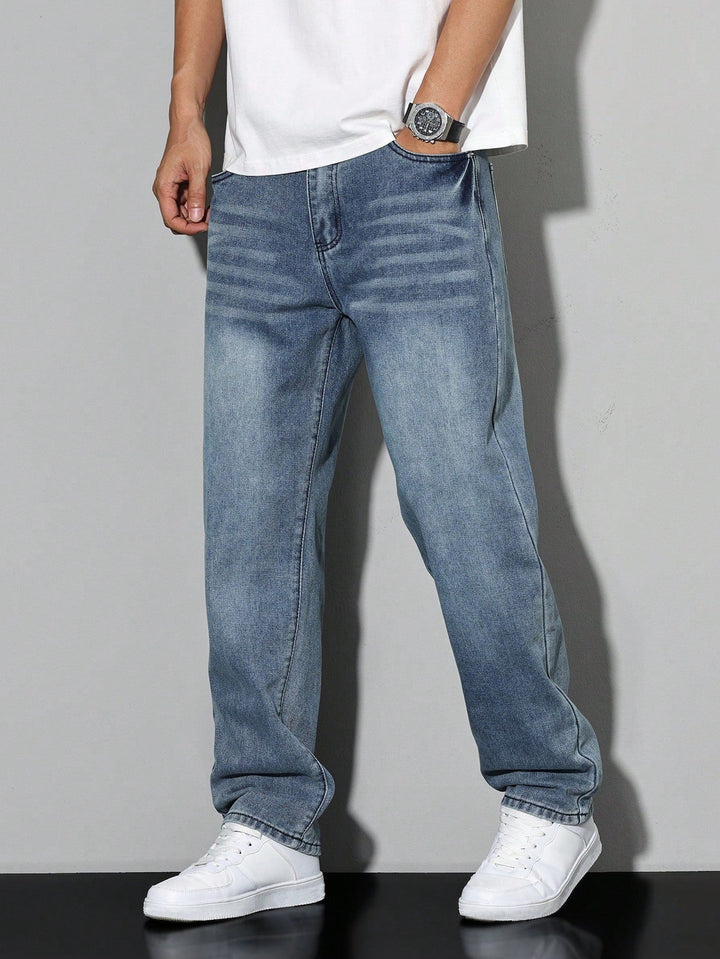 Jonathan | Men's Pockets Straight Leg Mid Rise Jeans