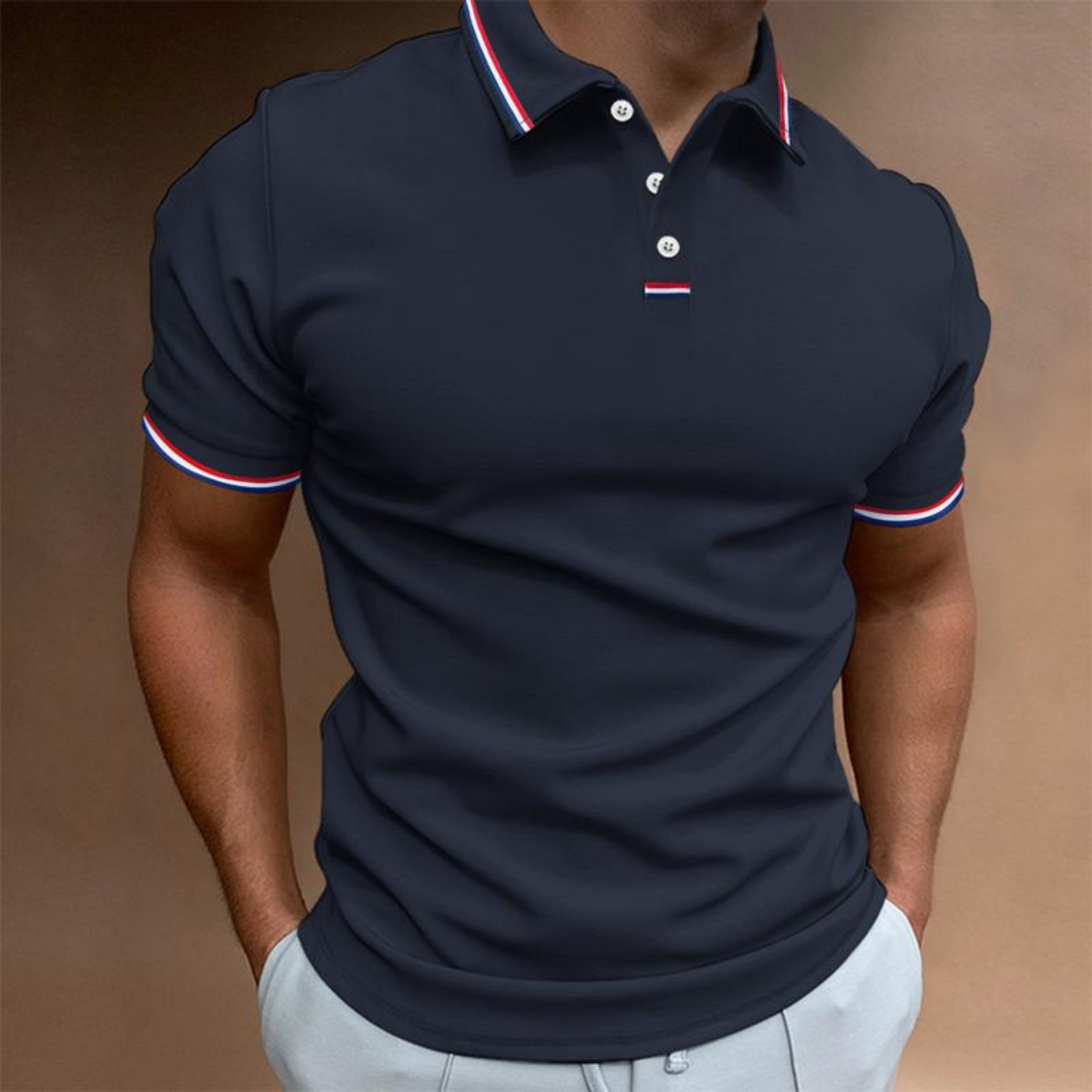 Joseph | Men's Stripe Collar Button Up Polo Shirt