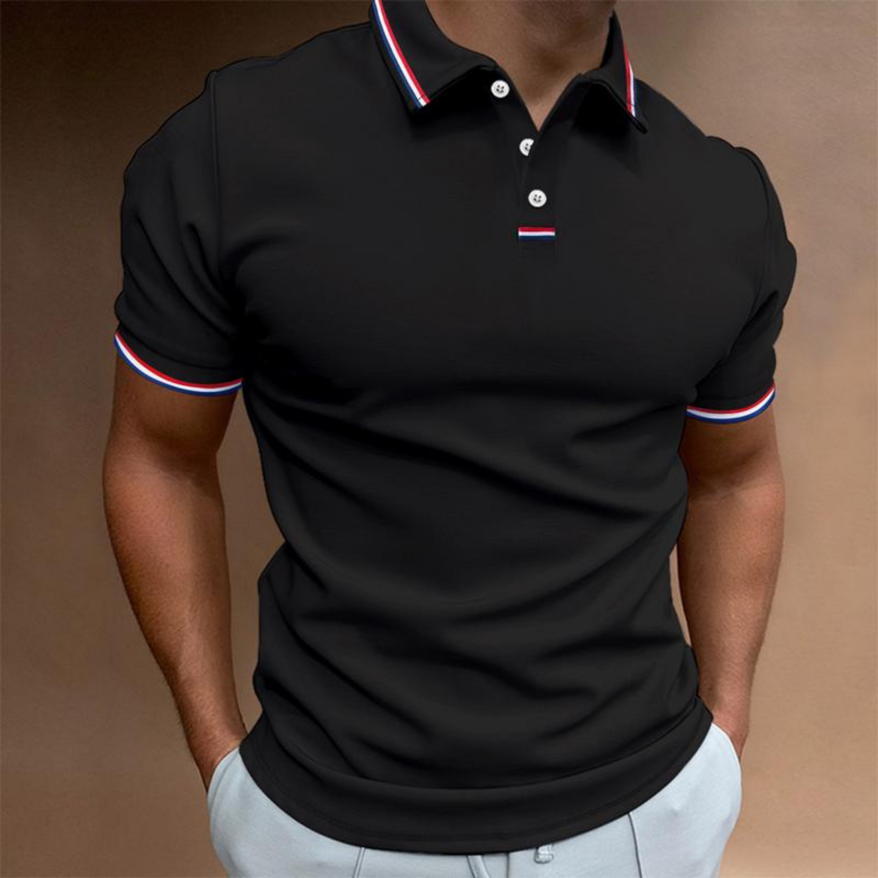 Joseph | Men's Stripe Collar Button Up Polo Shirt