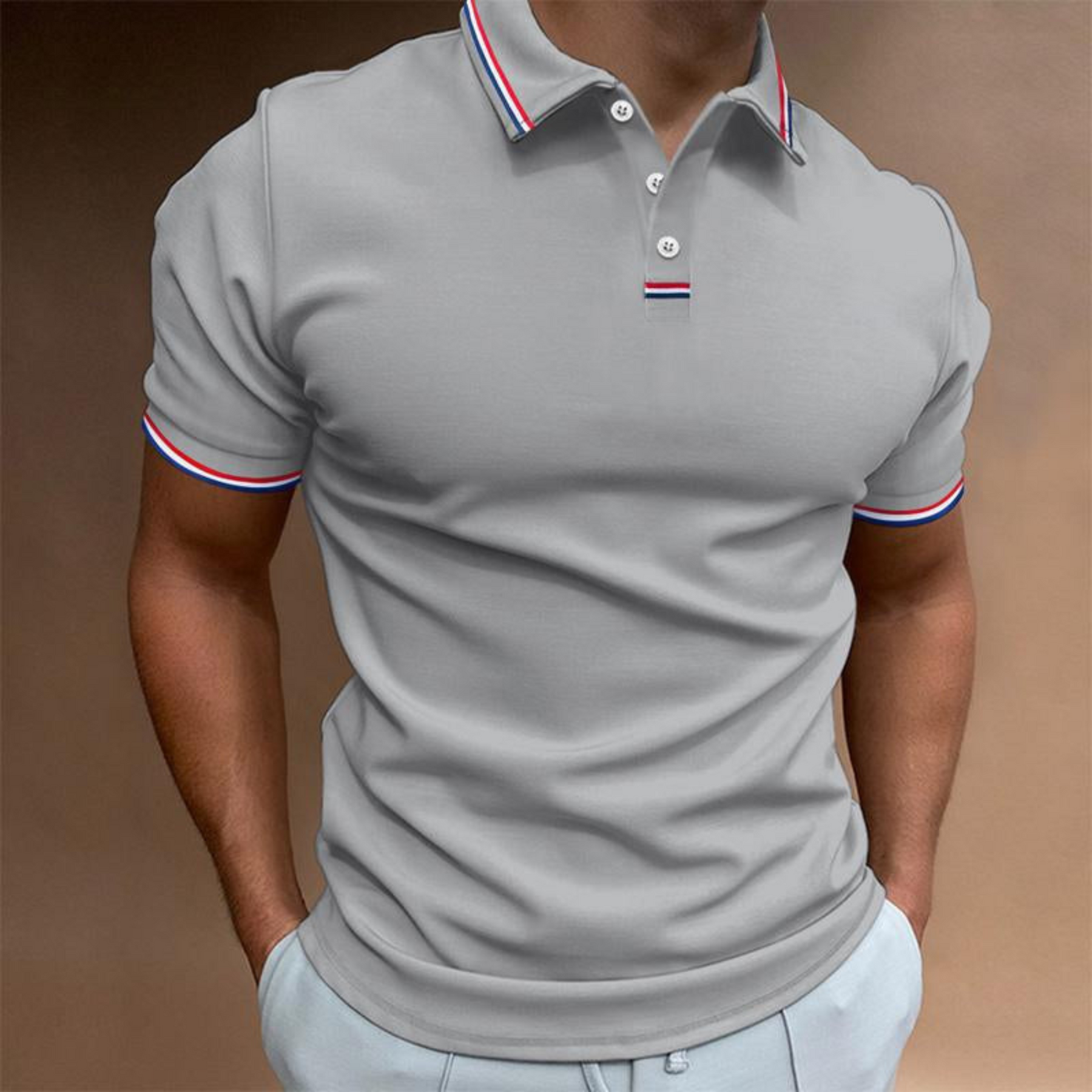 Joseph | Men's Stripe Collar Button Up Polo Shirt