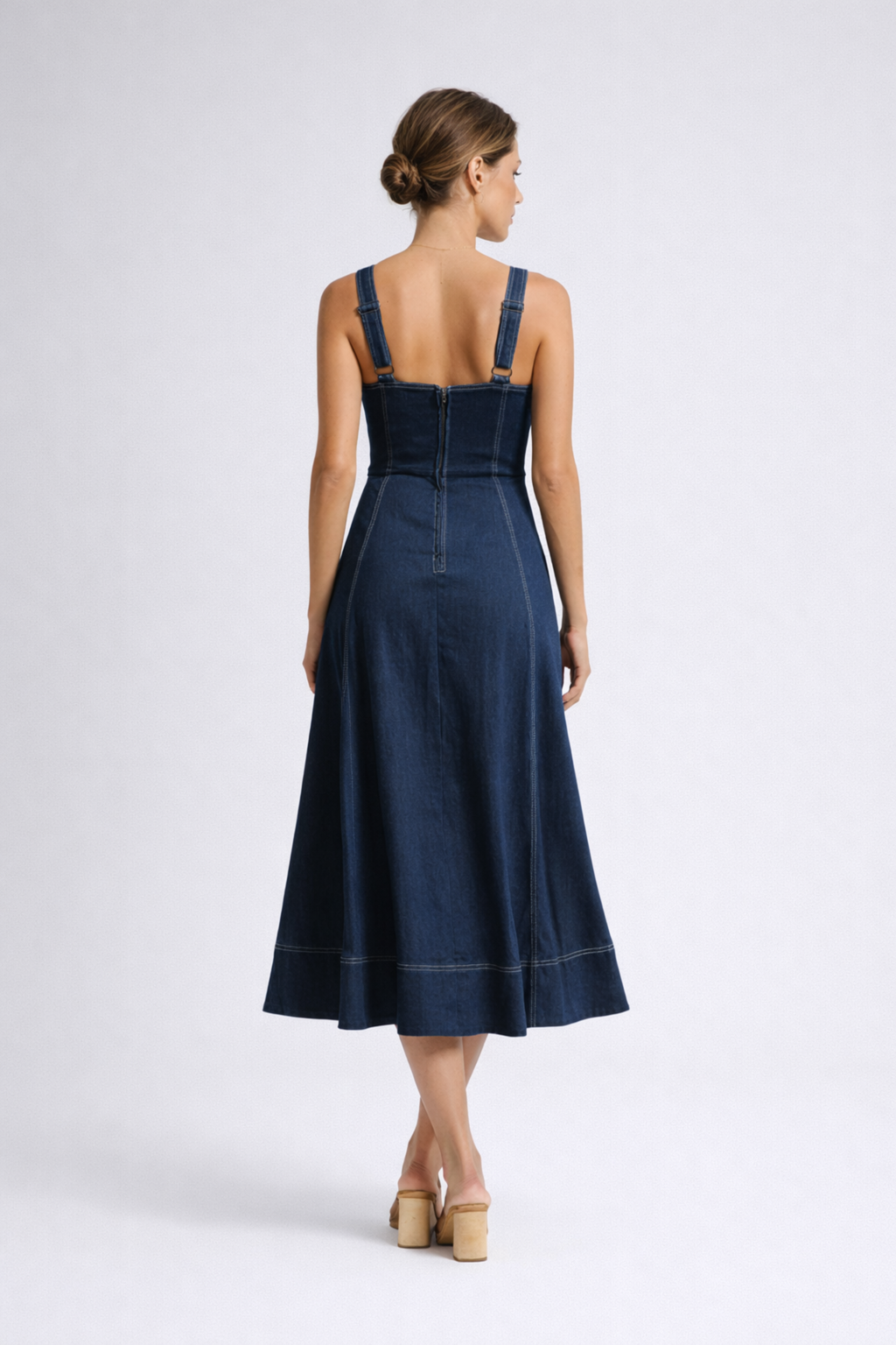 Justice | Women's Fitted Sleeveless Button Front Denim Midi Dress