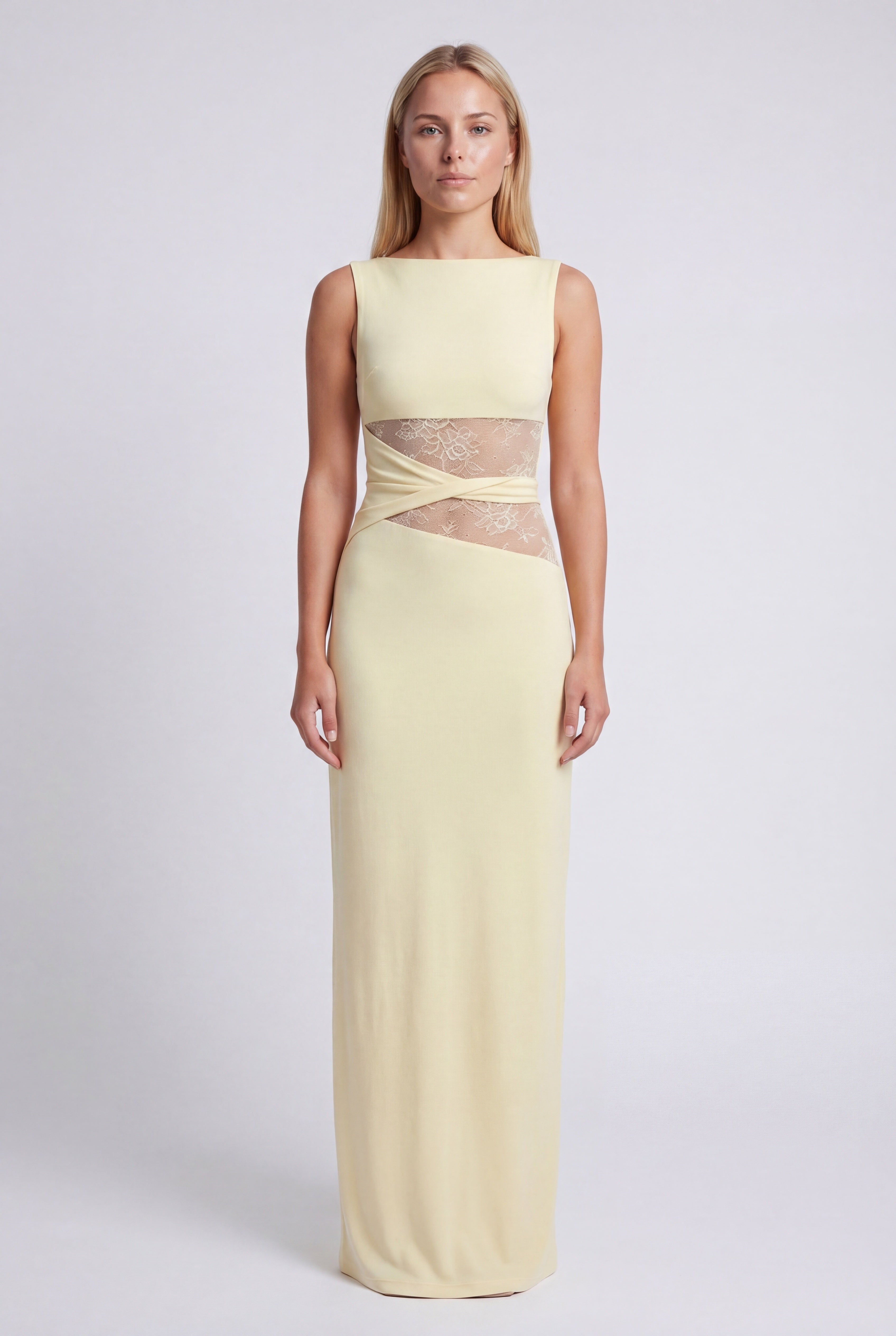 Justine | Women's Fitted Round Neck Wedding Maxi Dress