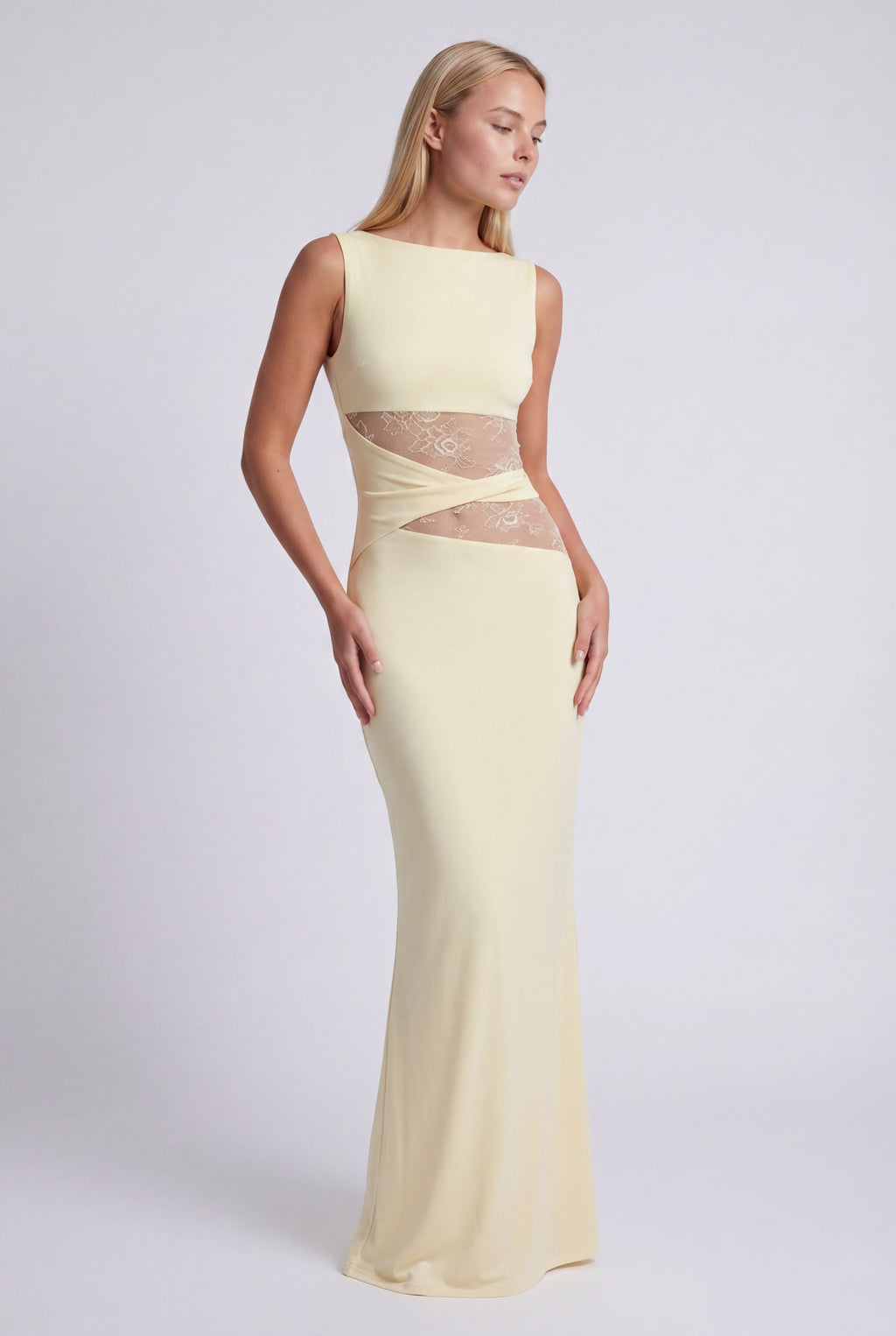 Justine | Women's Fitted Round Neck Wedding Maxi Dress
