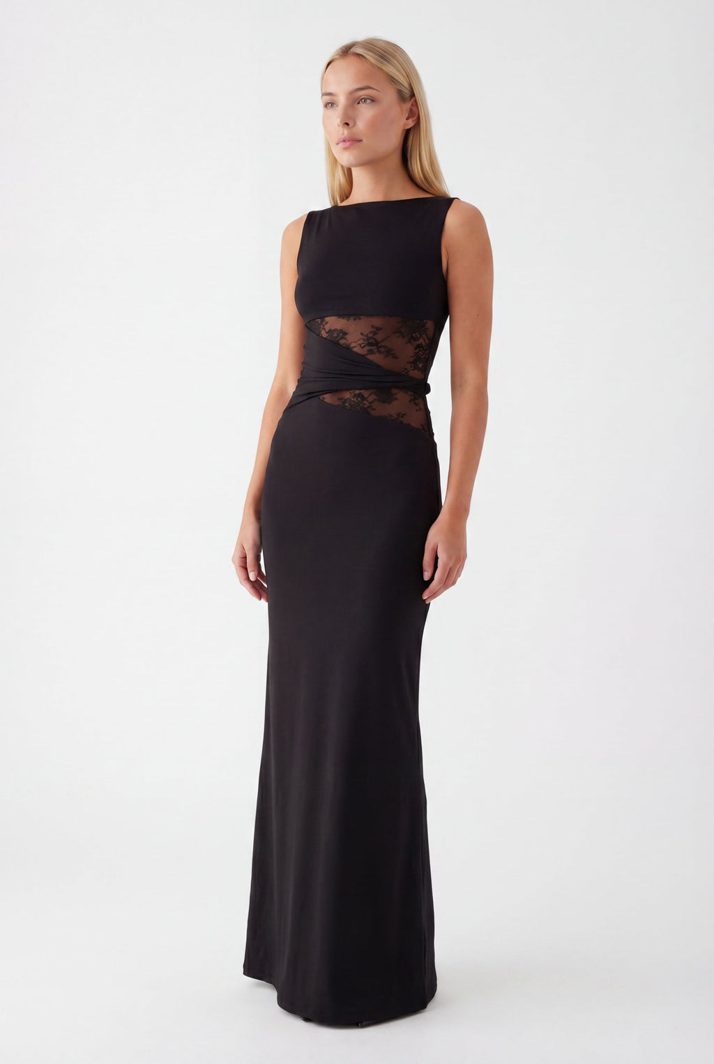 Justine | Women's Fitted Round Neck Wedding Maxi Dress