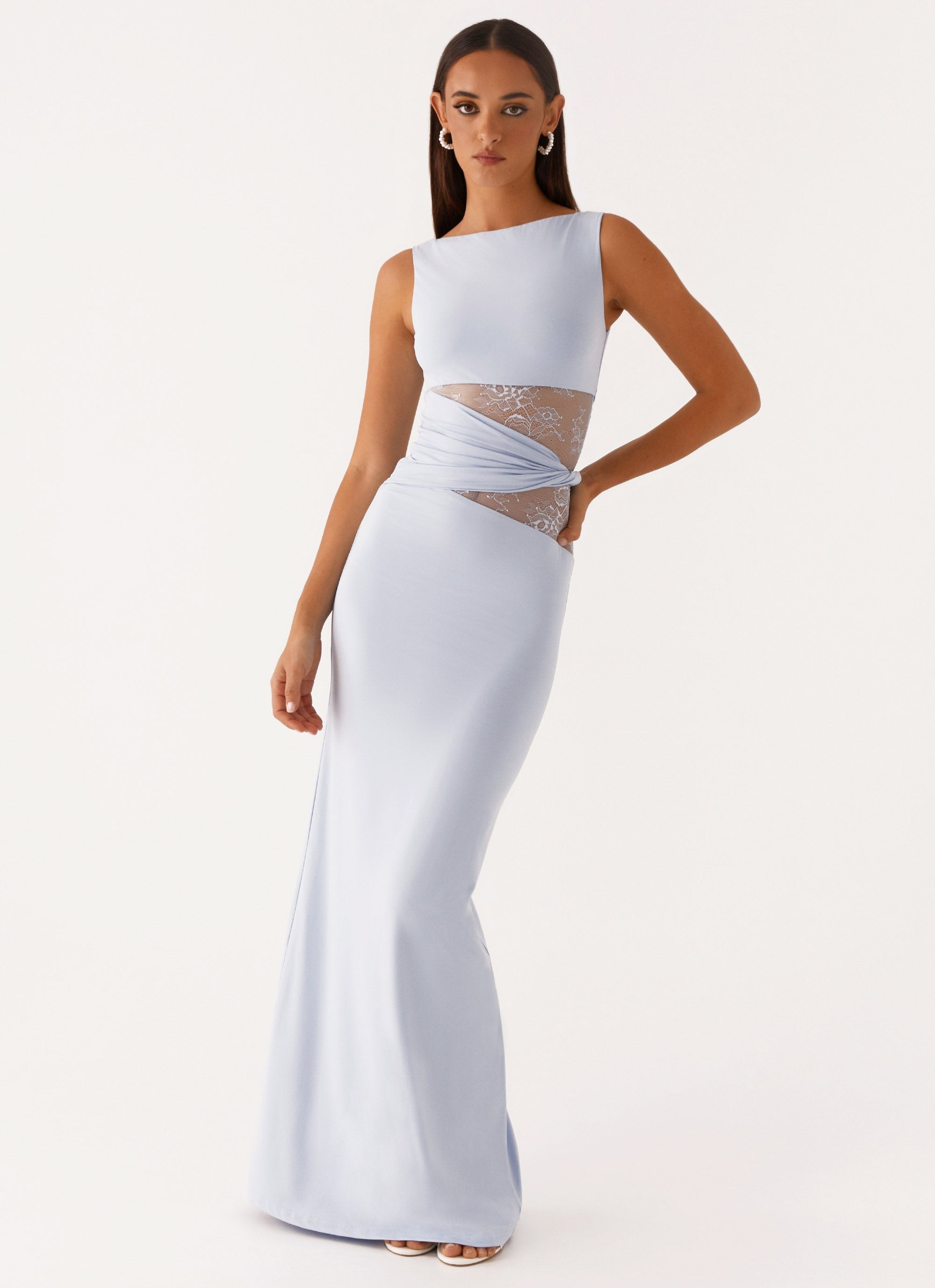 Justine | Women's Fitted Round Neck Wedding Maxi Dress