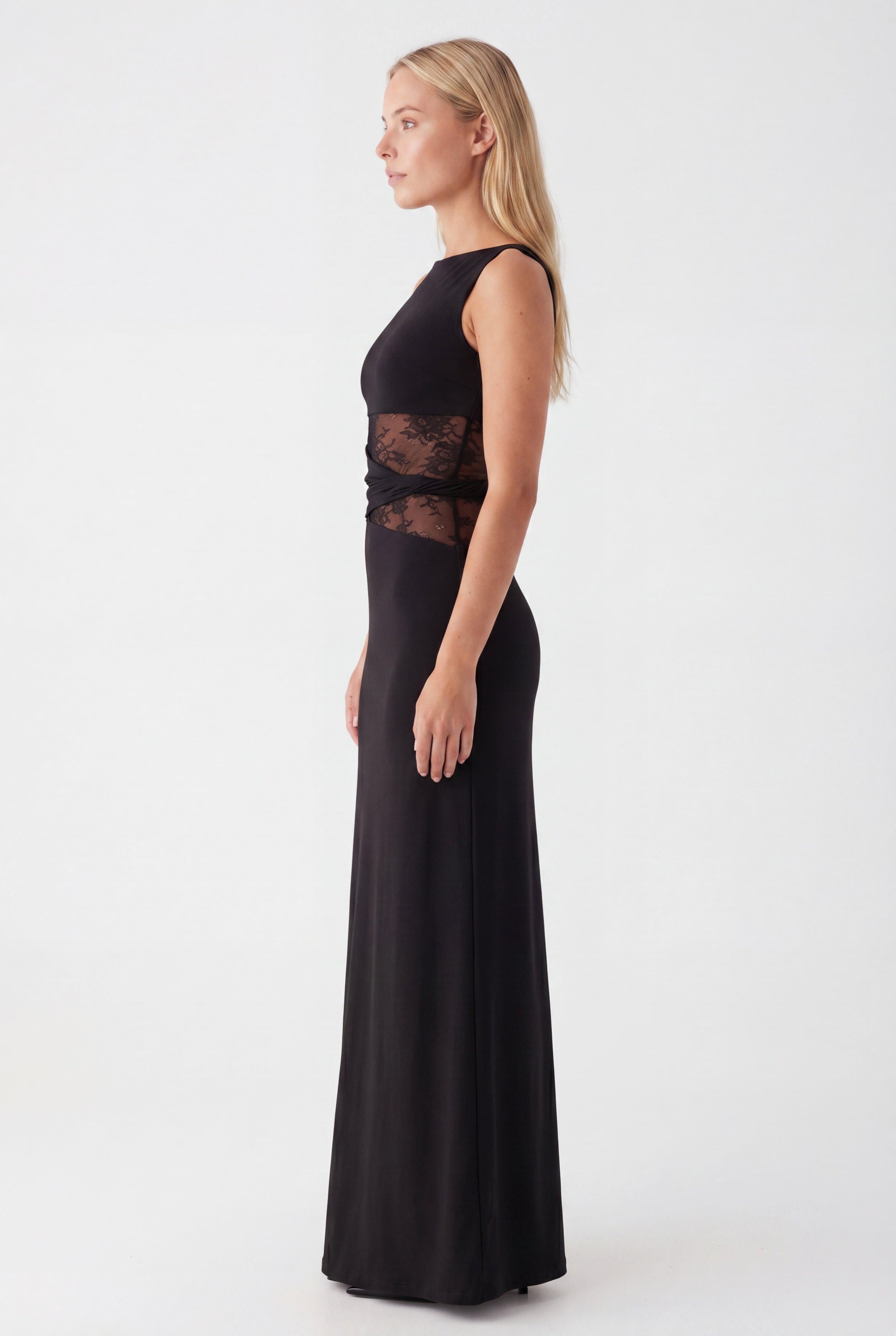 Justine | Women's Fitted Round Neck Wedding Maxi Dress