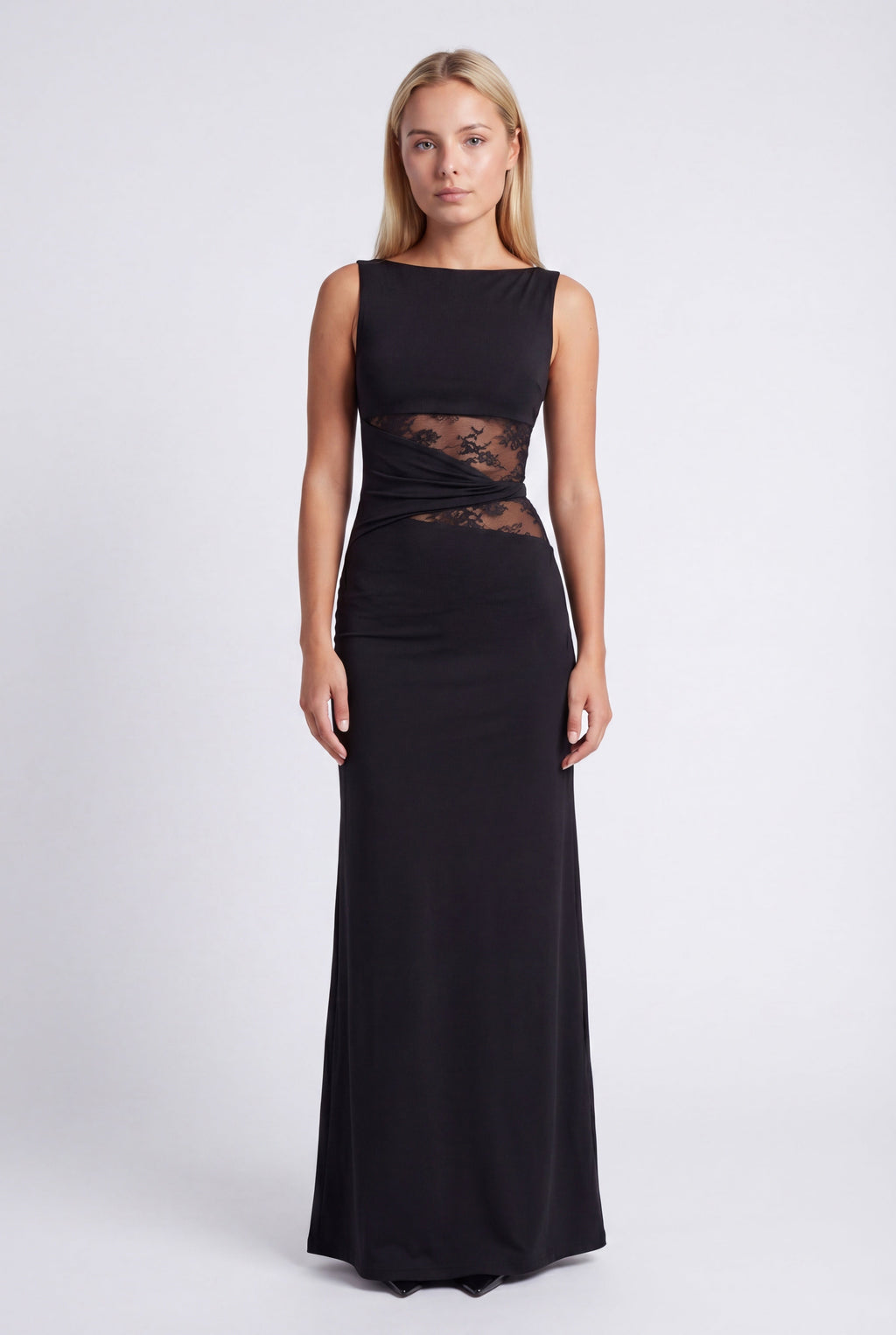 Justine | Women's Fitted Round Neck Wedding Maxi Dress