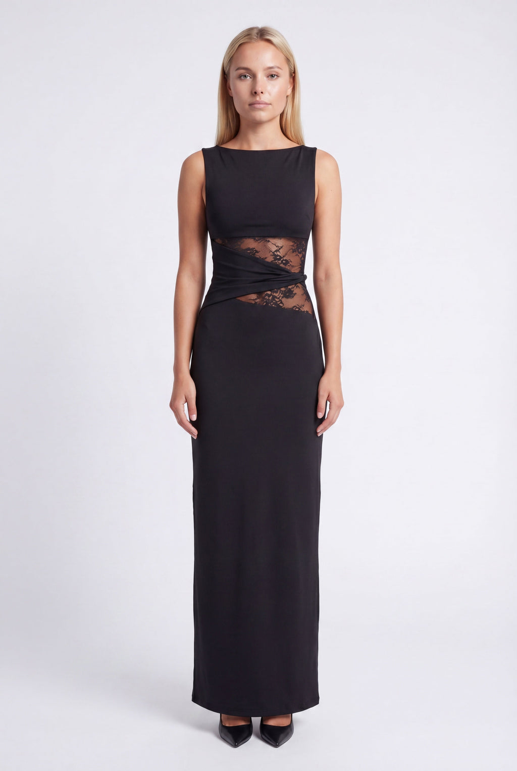 Justine | Women's Fitted Round Neck Wedding Maxi Dress