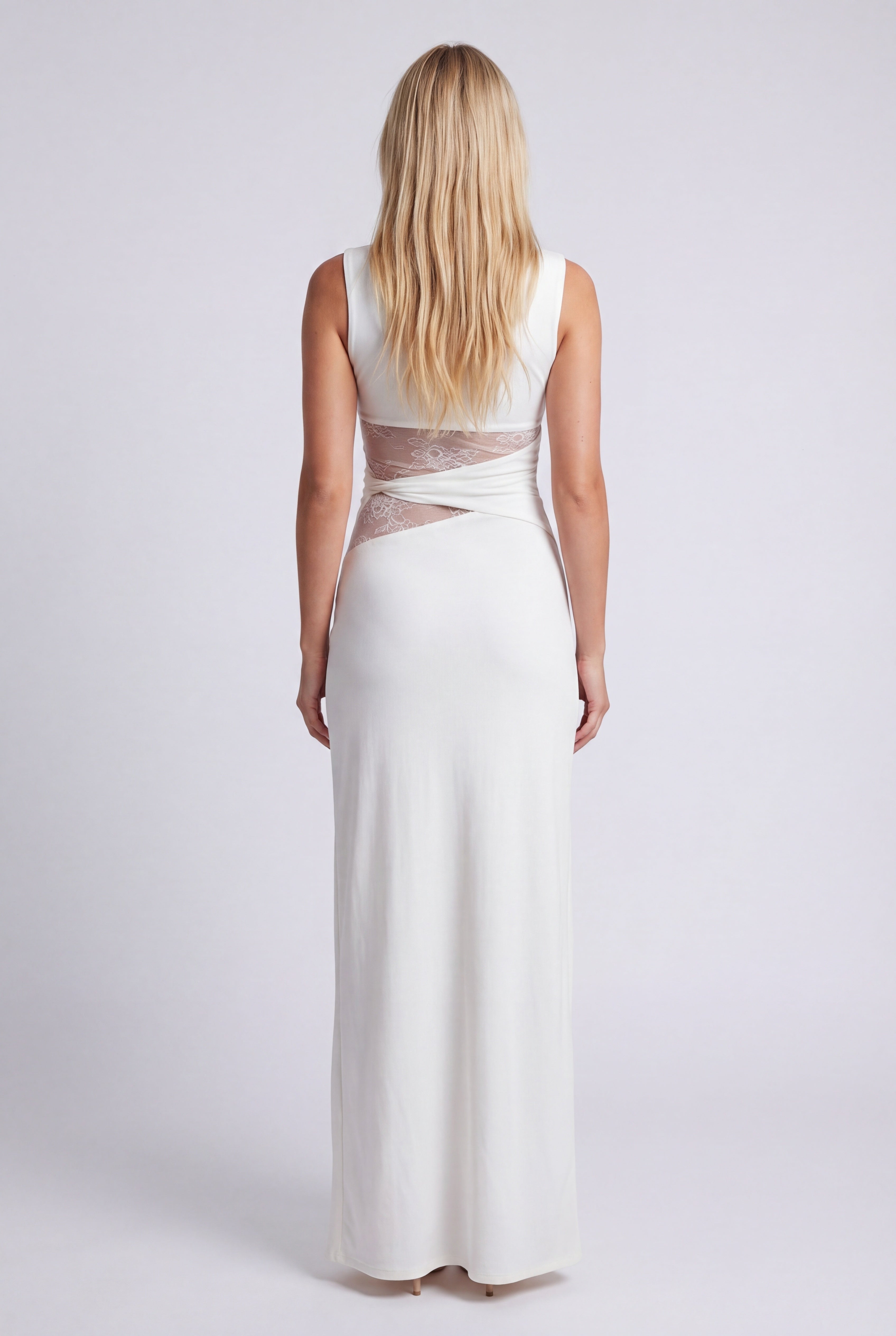 Justine | Women's Fitted Round Neck Wedding Maxi Dress