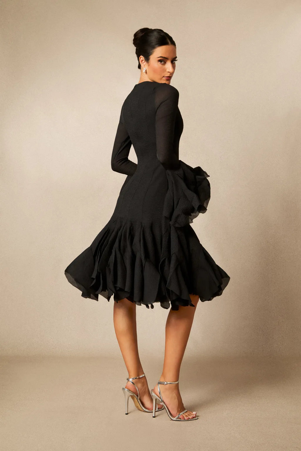 Kallie | Women’s Round Neck Long Sleeve Flared Knee Length Dress