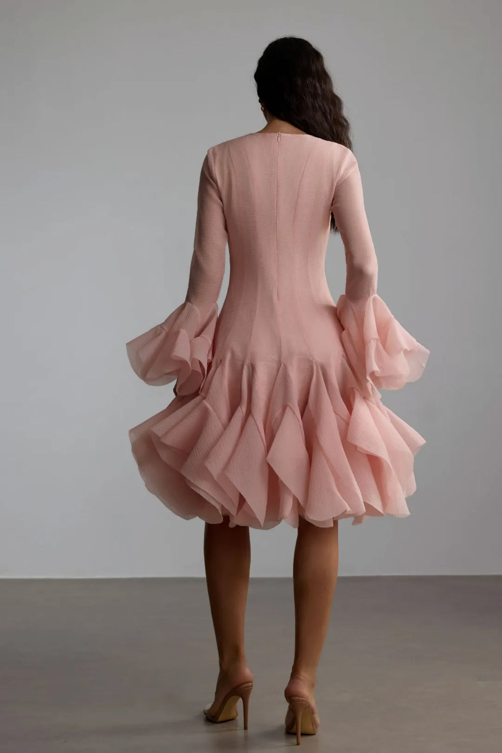 Kallie | Women’s Round Neck Long Sleeve Flared Knee Length Dress