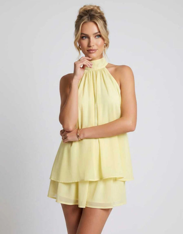 Kamryn | Women's Layered Halter Neck Sleeveless Mini Dress
