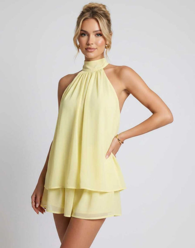 Kamryn | Women's Layered Halter Neck Sleeveless Mini Dress