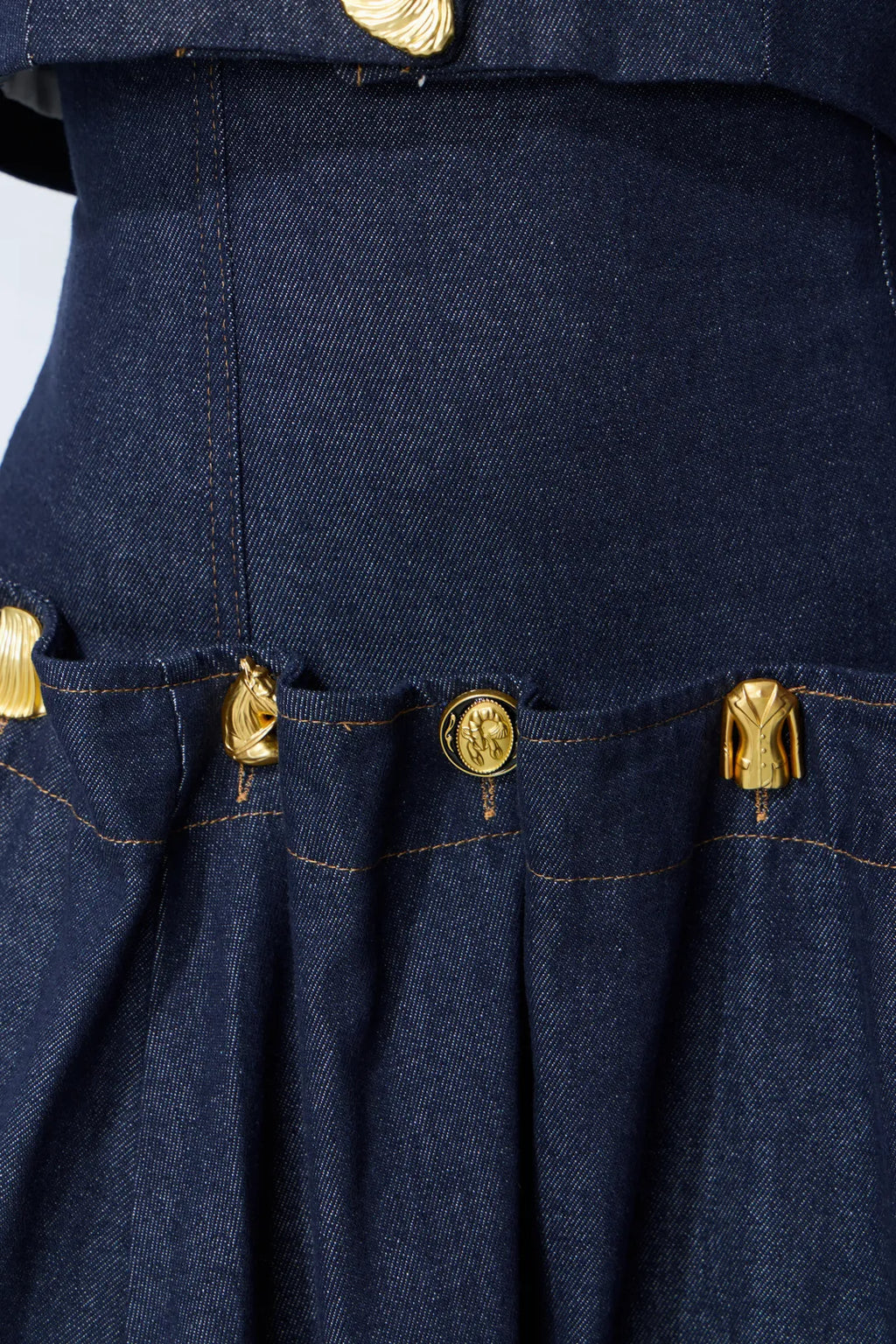 Karla | Women’s Halter Neck Button Front Pleated Denim Two Piece Set