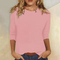 Kassidy | Women's Straight Crew Neck Solid Color Blouse