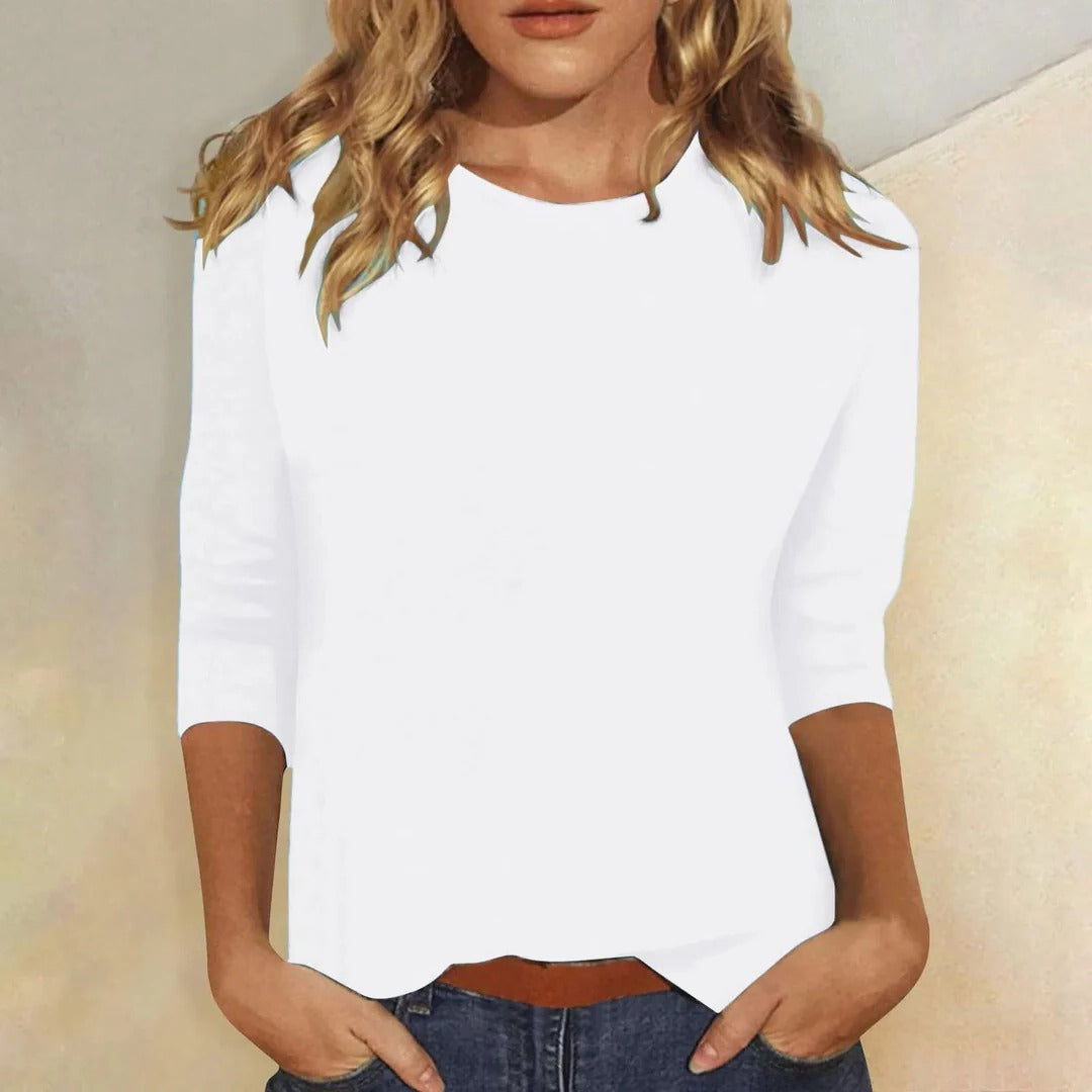 Kassidy | Women's Straight Crew Neck Solid Color Blouse