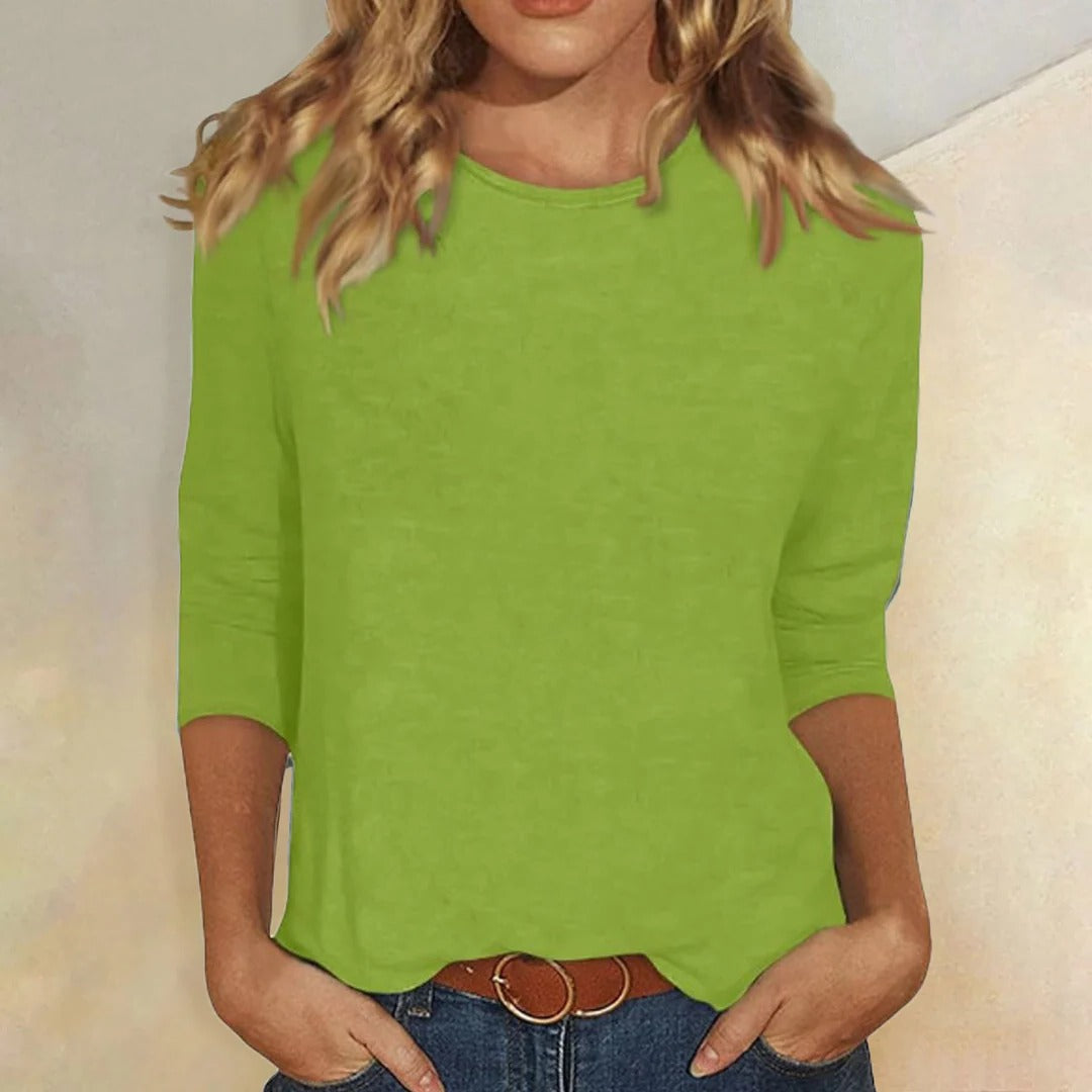 Kassidy | Women's Straight Crew Neck Solid Color Blouse