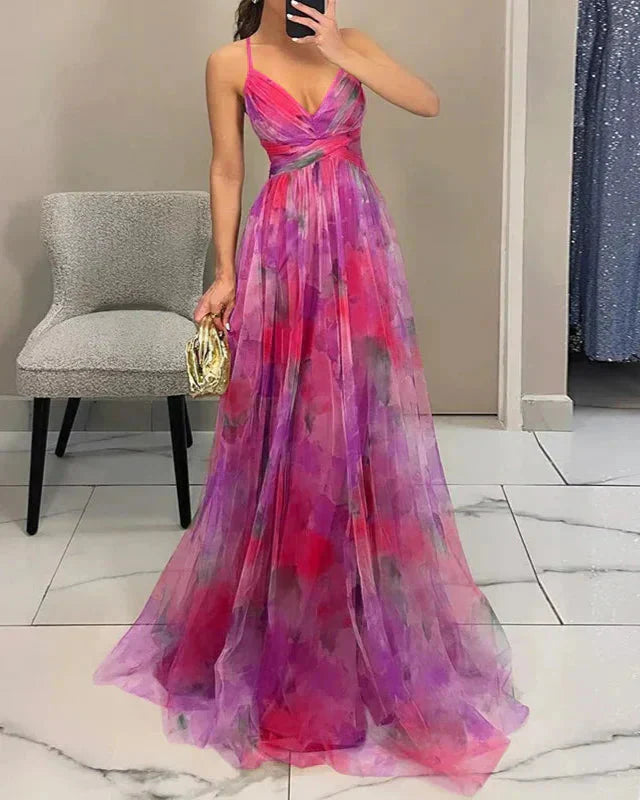 Katherine | Women’s V Neck Floral Wedding Guest Maxi Dress