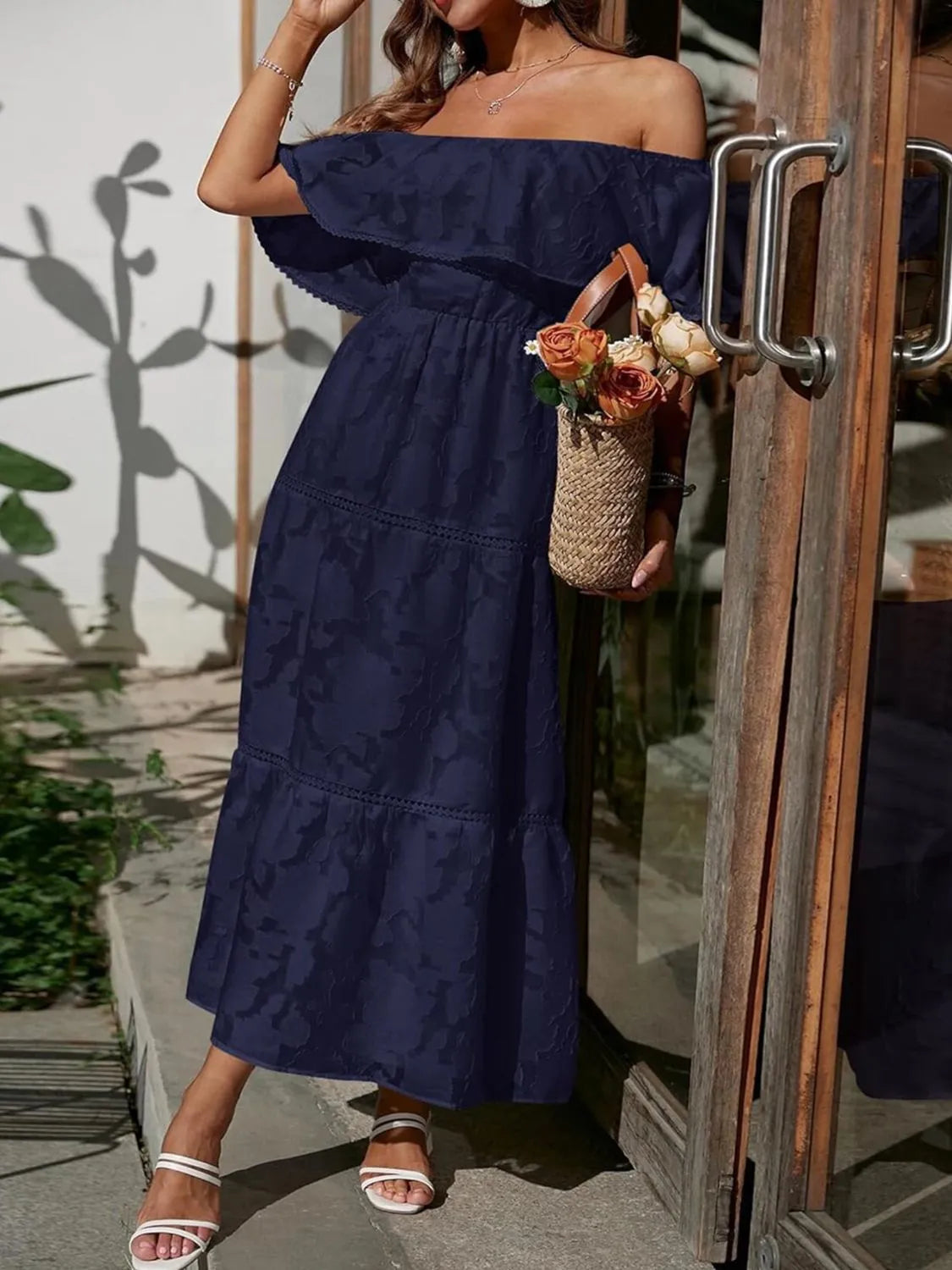 Kathryn | Women's Off Shoulder Tiered A Line Wedding Guest Dress
