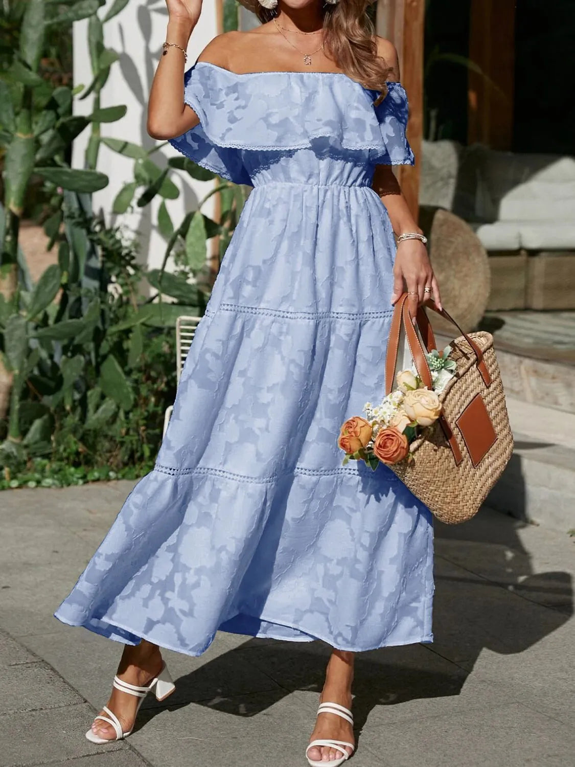 Kathryn | Women's Off Shoulder Tiered A Line Wedding Guest Dress