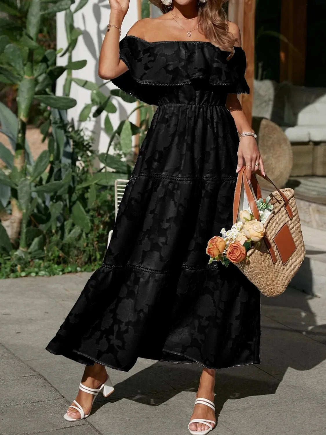 Kathryn | Women's Off Shoulder Tiered A Line Wedding Guest Dress