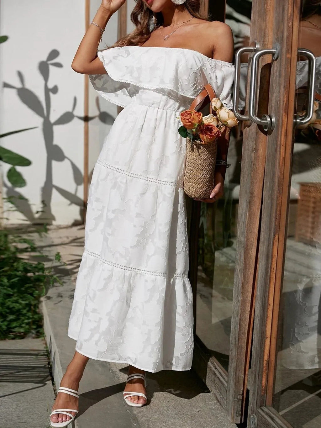 Kathryn | Women's Off Shoulder Tiered A Line Wedding Guest Dress