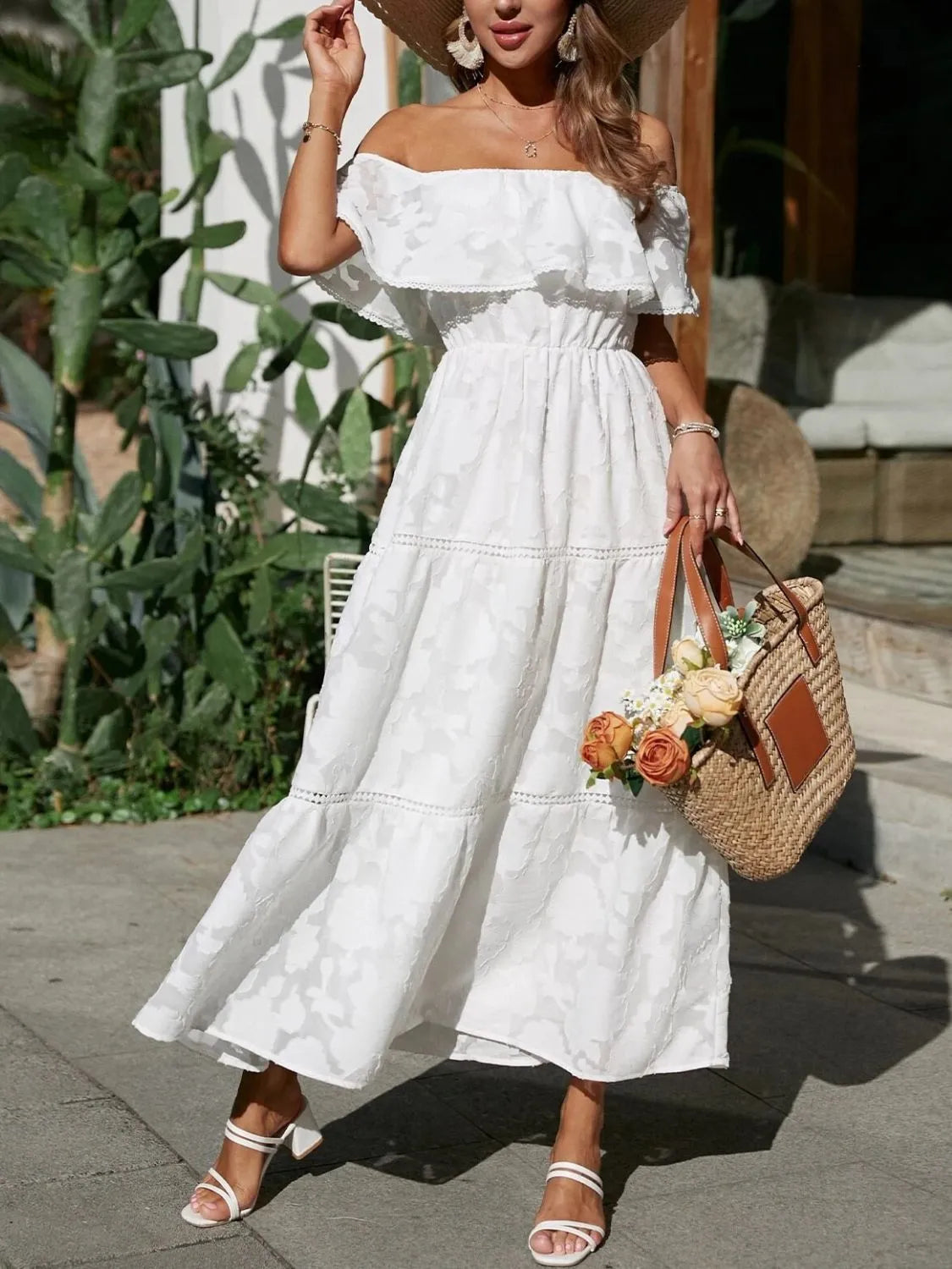 Kathryn | Women's Off Shoulder Tiered A Line Wedding Guest Dress