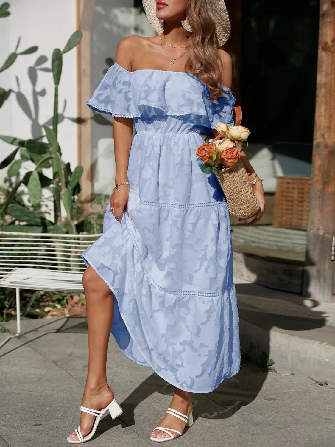 Kathryn | Women's Off Shoulder Tiered A Line Wedding Guest Dress