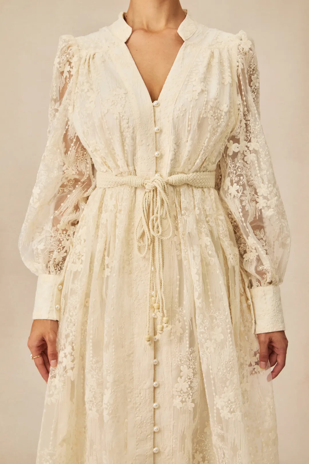 Kayla | Women’s Long Sleeve Waist Tie V Neck Flowy Midi Dress