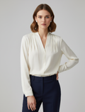 Kaylee | Women's Pleated Long Sleeve V-Neck Blouse