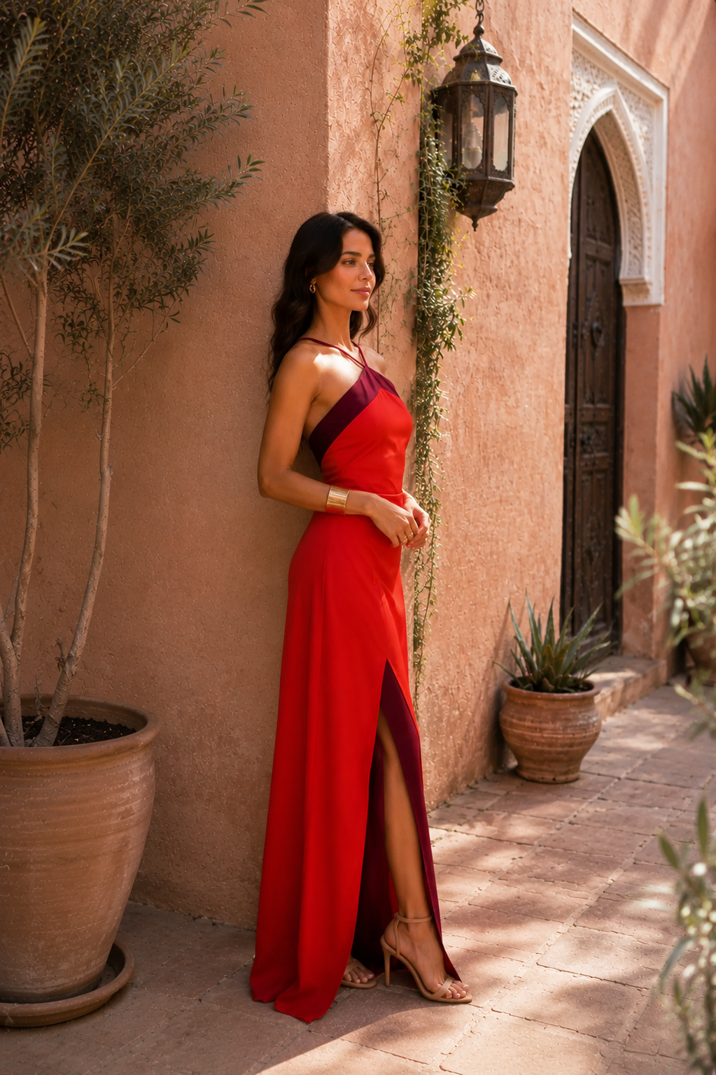 Kayleen | Women’s Halter Neck High Slit Wedding Guest Dress