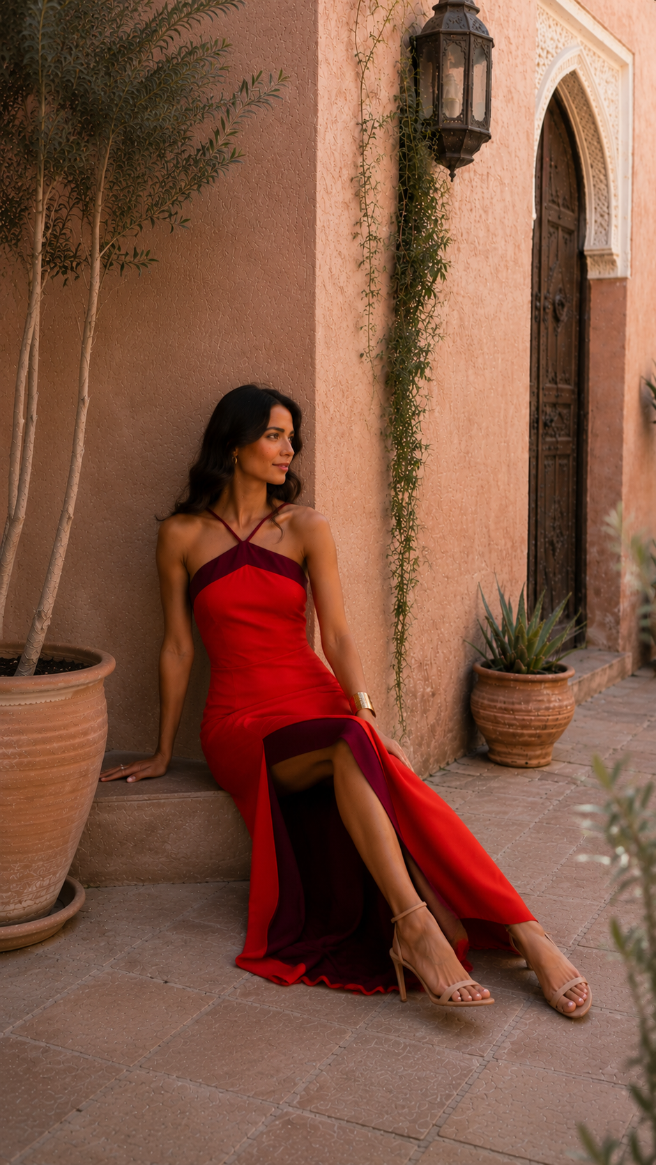 Kayleen | Women’s Halter Neck High Slit Wedding Guest Dress