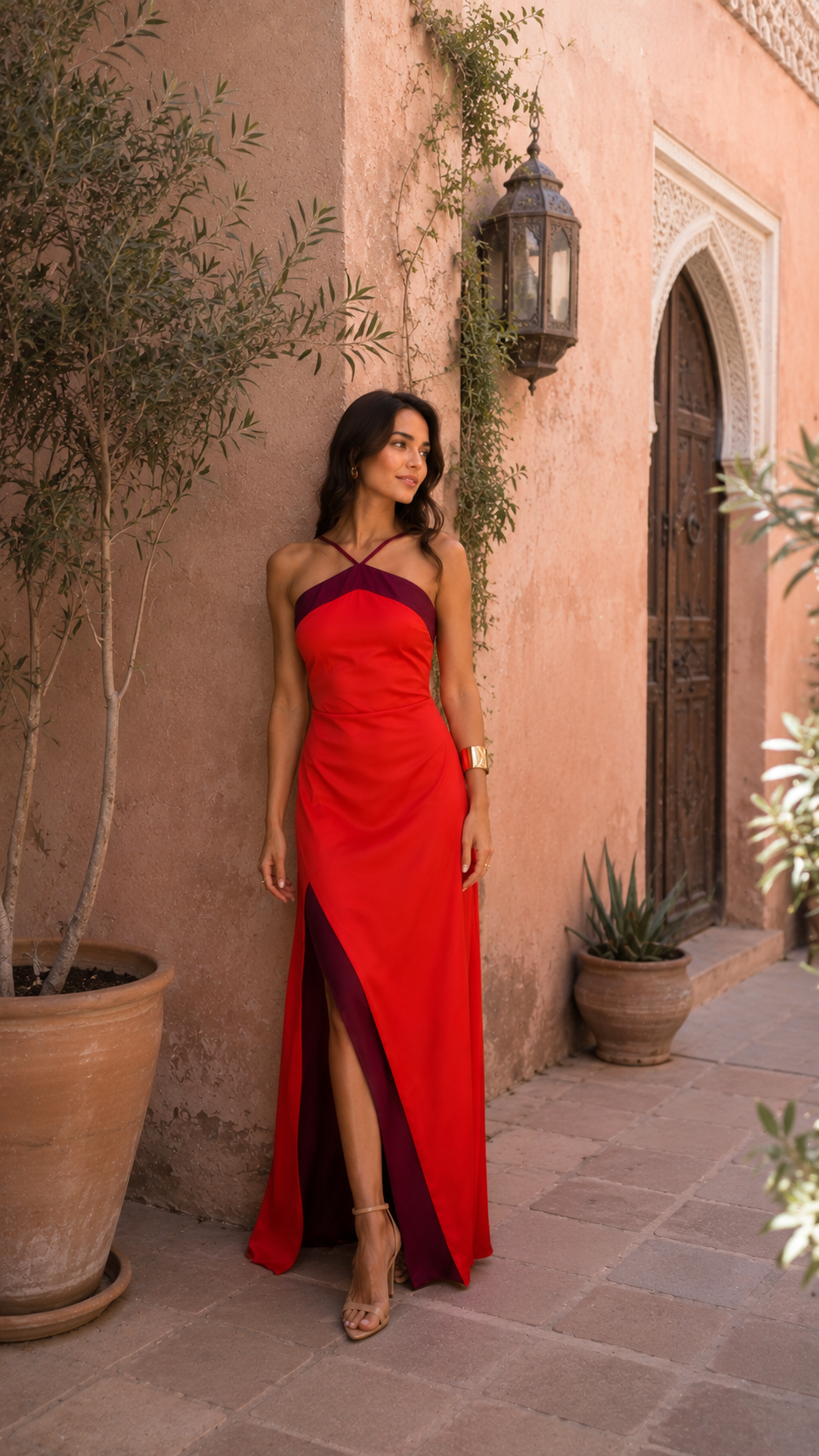 Kayleen | Women’s Halter Neck High Slit Wedding Guest Dress