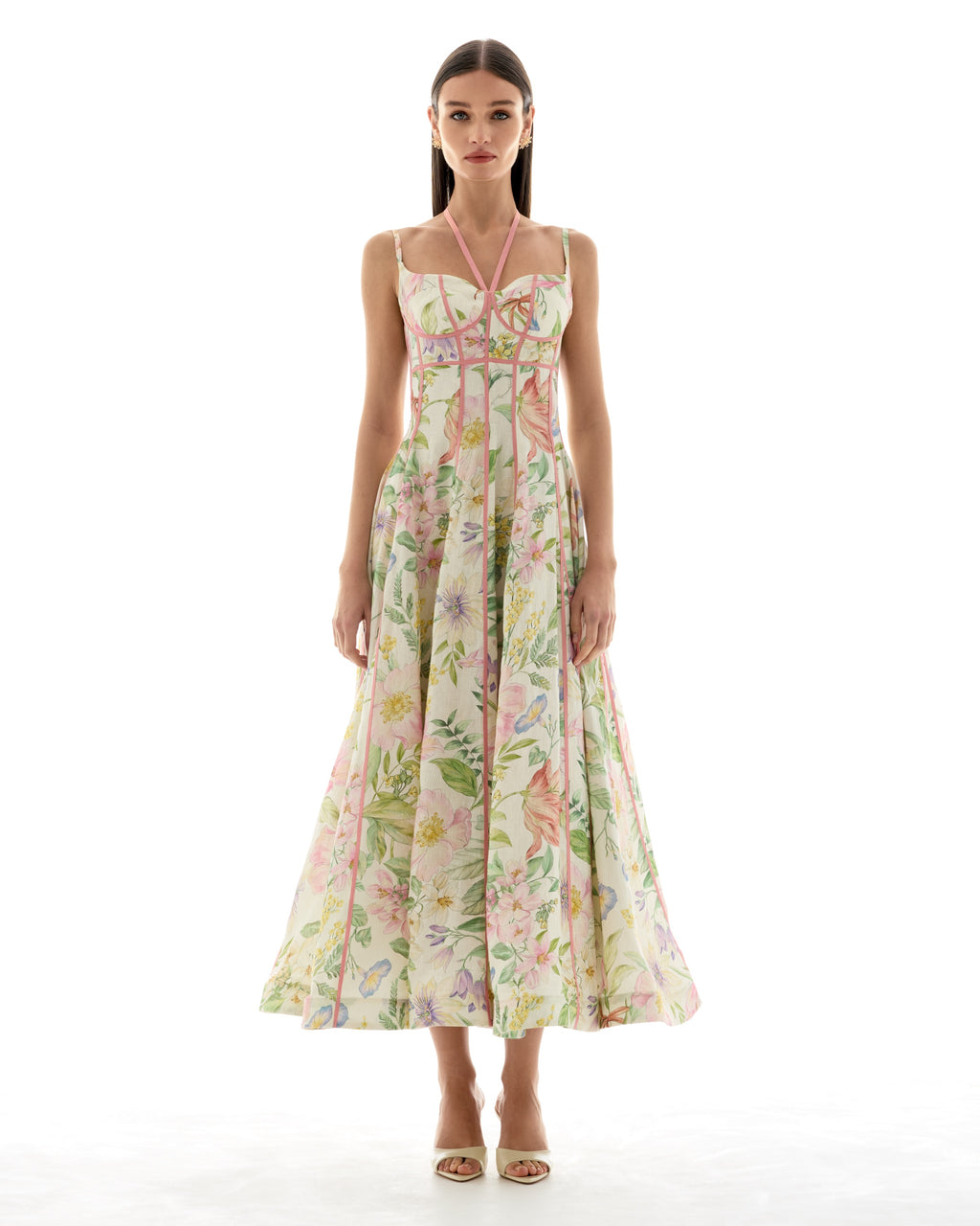 Kayleigh | Women’s Strappy Open Back Fitted Waist Midi Dress