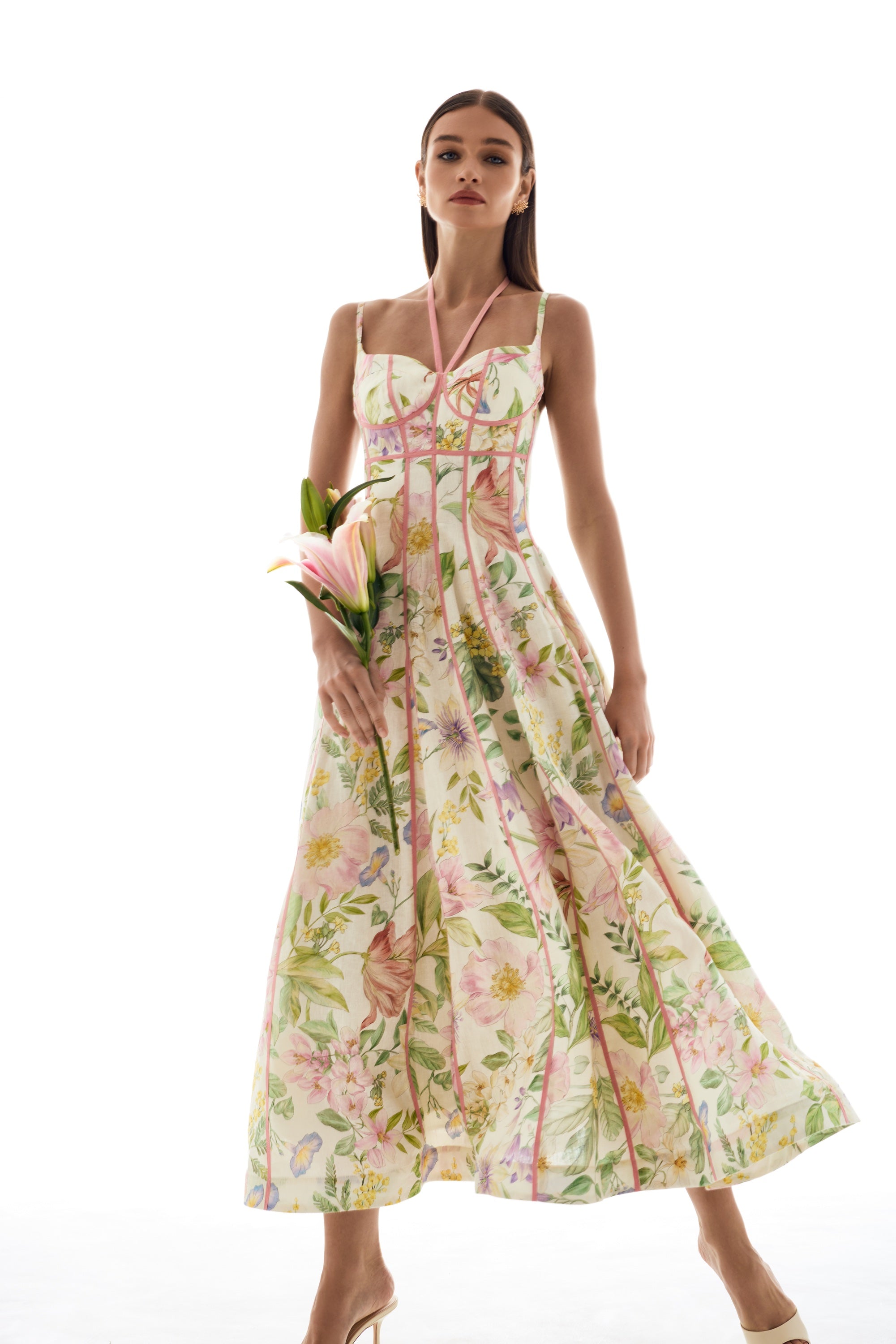 Kayleigh | Women’s Strappy Open Back Fitted Waist Midi Dress