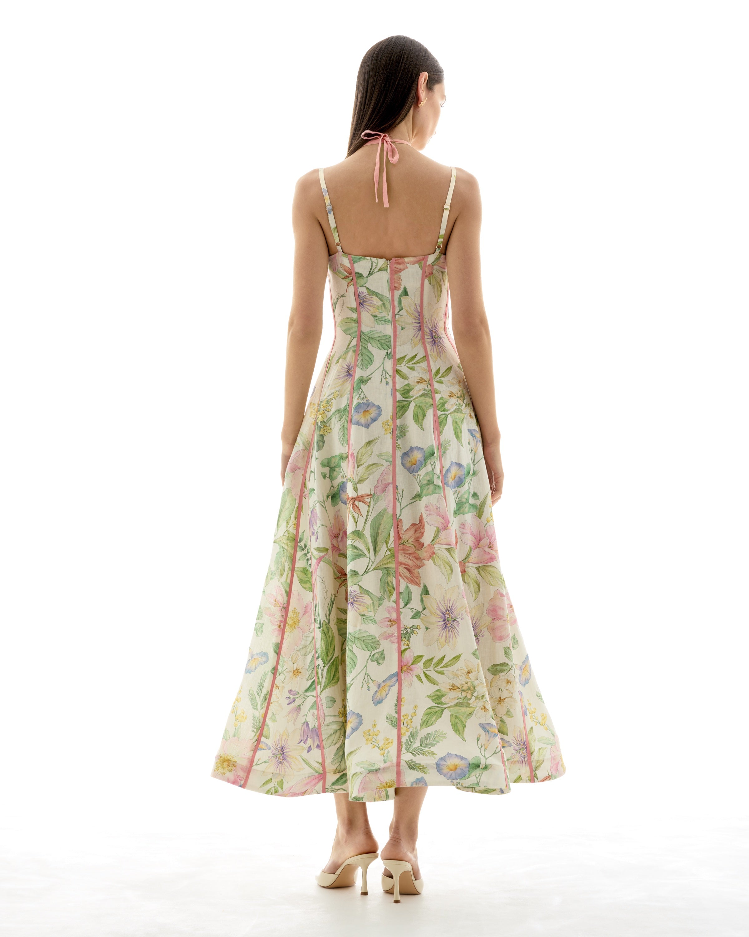 Kayleigh | Women’s Strappy Open Back Fitted Waist Midi Dress